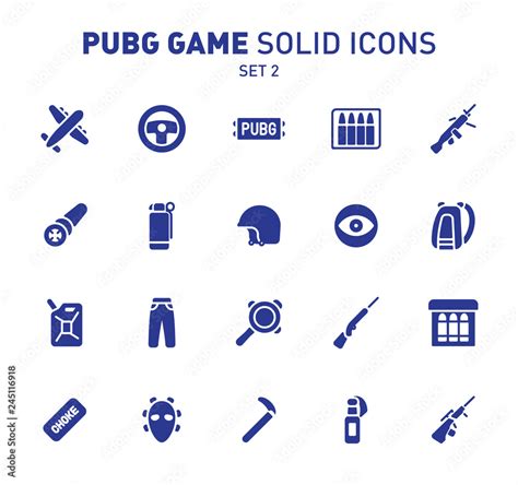 Pubg Game Glyph Icons Vector Illustration Of Combat Facilities Solid