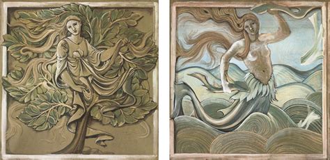 Sir Edward Coley Burne-Jones (1833-1898) Designs for sculptural reliefs: Sea Nymph and Wood ...
