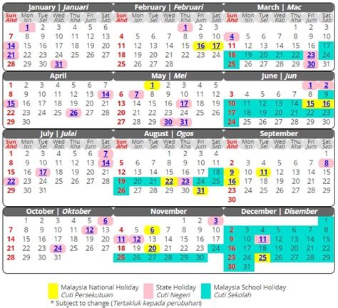 Calendar 2020 School Holidays Malaysia Calendar Template Printable