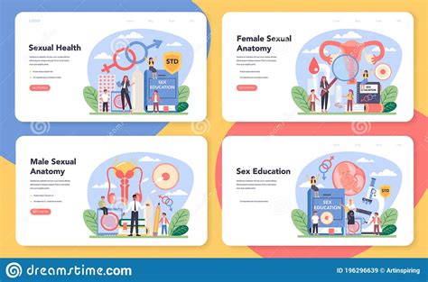 Sexual Education Web Banner Or Landing Page Set Sexual Health Lesson Stock Vector