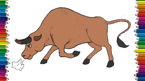 How To Draw A Cartoon Bull Step By Step Bull Drawing And Coloring