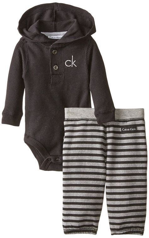 Calvin Klein Baby Boys Newborn Black Bodysuit With Stripes