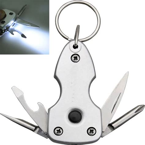 Edc Outdoor Multi Tool Led Light Keychain Knife Screwdriver Bottle