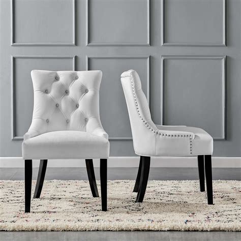 Regent Tufted Performance Velvet Dining Side Chairs - Set of 2 in White ...