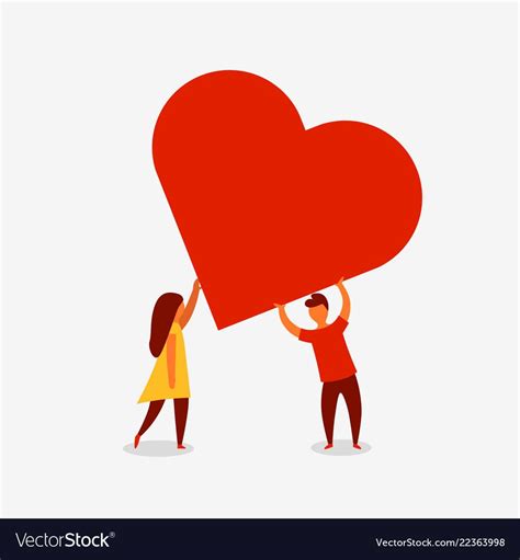 Man And Woman Holding Big Red Heart Valenine Day Love And