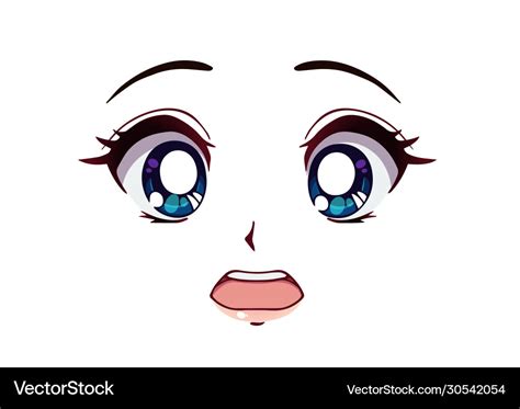 Scared Anime Face Manga Style Big Blue Eyes Vector Image