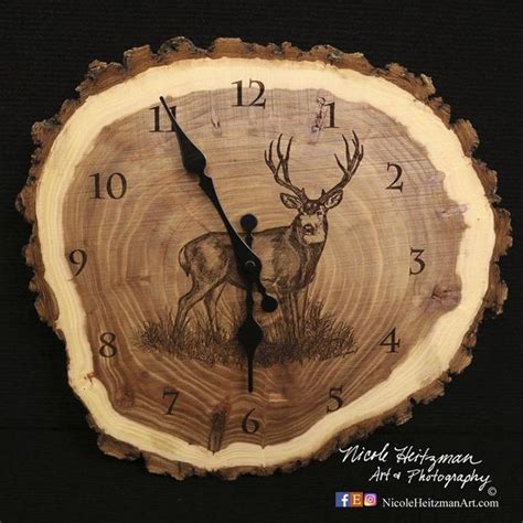 Mule Deer Clock Deer Hunting Art Engraved Wood Clock Hunting Gift