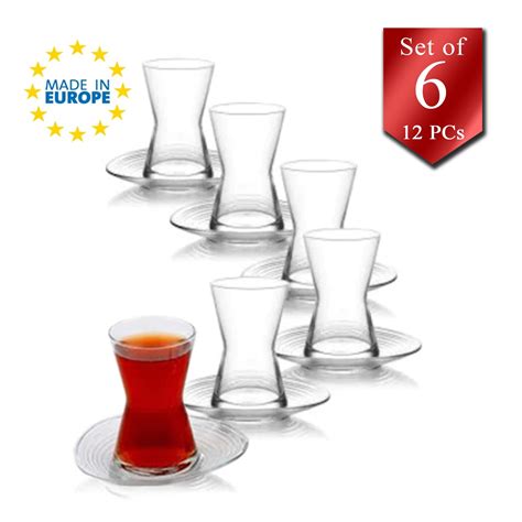 LAV Traditional Turkish Tea Glasses Set Of 6 12 Pcs Authentic