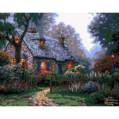Paint By Number Kit 11 By 14 Inch 22066 Foxglove Cottage With Lights