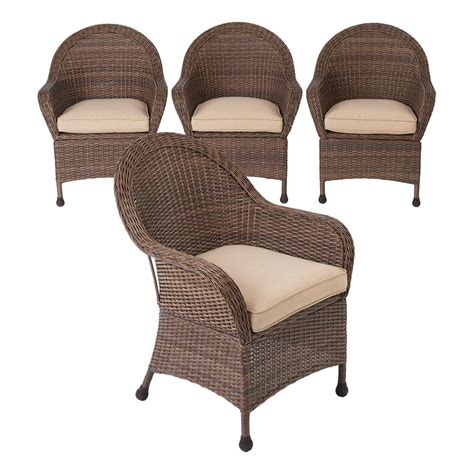 Better Homes And Gardens Porter 4 Piece Patio Wicker Dining Chair Set