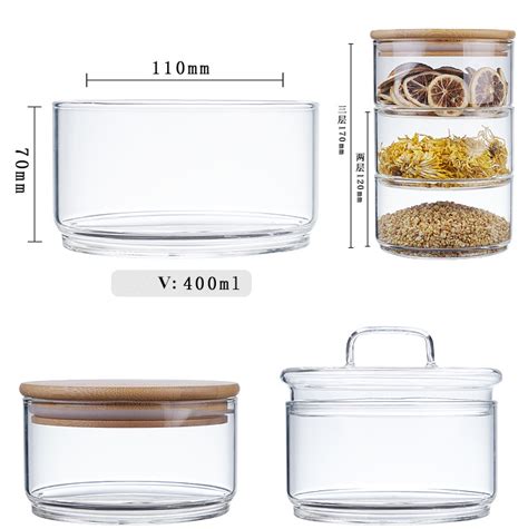 Jars and decorative fillers can be found at craft stores with side handles, these jars look like glass urns, housing unusual lemon and artichoke shaped soaps. OEM 3 Tier Stacking Apothecary Jars Round Glass Candy and ...