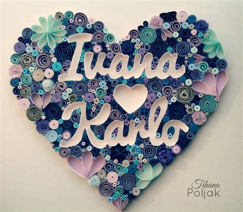 Quilled Heart Quilled Letters Quilled Names T For Wedding Blue
