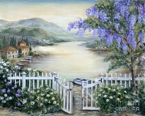 Tuscan Pond And Wisteria Painting By Marilyn Dunlap Pixels