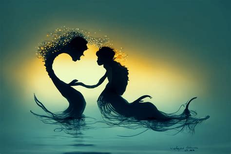 Mermaid And Merman In Love · Creative Fabrica