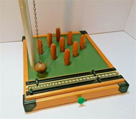 Vintage Table Top Skittle Game By Kay Of London With Built In