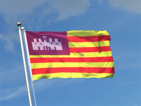 On the central tower, an angel in black, haloed and holding a stick topped by a cross. Balearic Islands Flag for Sale - Buy online at Royal-Flags