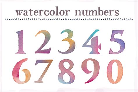 Watercolor Numbers Clip Art ~ Illustrations ~ Creative Market