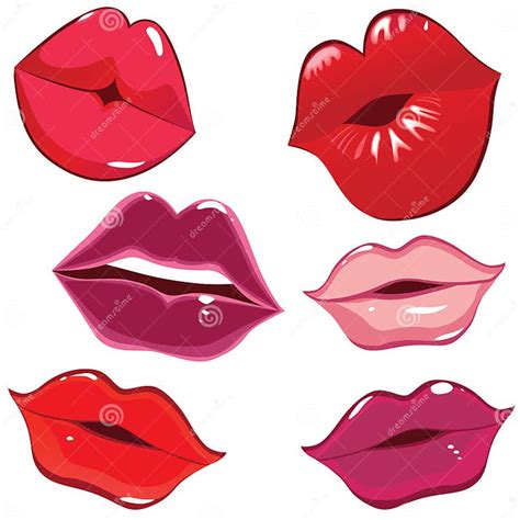 Set Of Glossy Lips In Tender Kiss Stock Vector Illustration Of