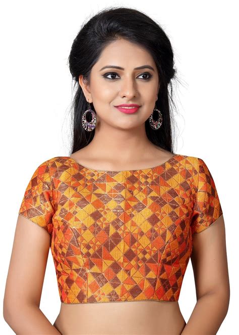 designer orange ready made saree blouse snt x 454 sl with images blouse designs readymade