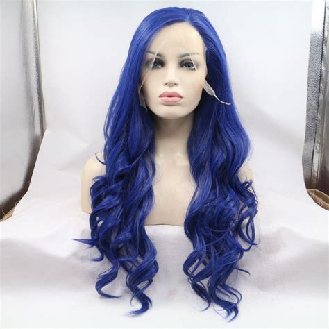 Lace Front Wigs Deep Wave Dark Blue Color Wigs For Women Heat Resistant