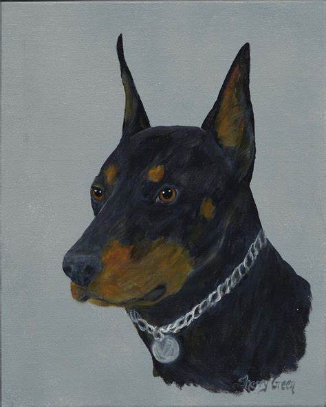 Cool Personalized Doberman Pinscher Original Acrylic Dog Painting 8x10