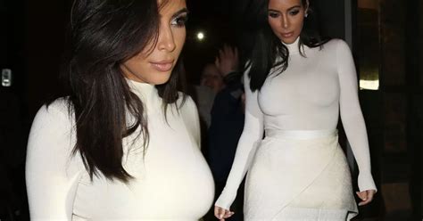 Kim Kardashian Shows Off Her Hourglass Figure And Ample Curves In Sexy Cream Ensemble Mirror