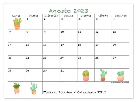 Calendario Agosto De 2023 Para Imprimir “772ld” Michel Zbinden Ve