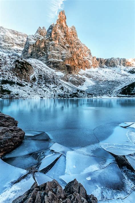 ~~frozen Dolomitis Lake ~ Ice Cracks During The First