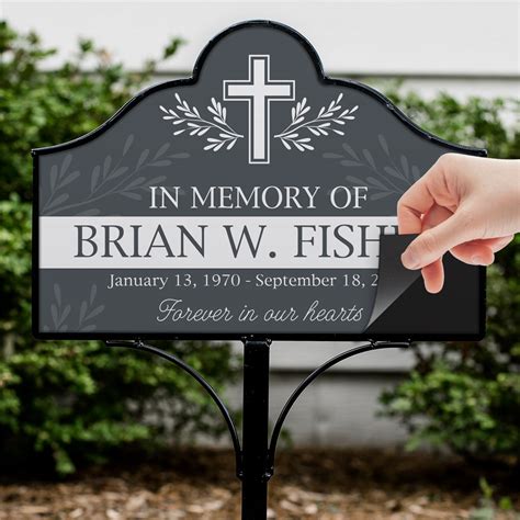 Personalized Cross With Leaves Memorial Magnetic Sign Tsforyounow