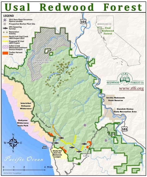 California Coastal Redwood Parks With Redwoods Map