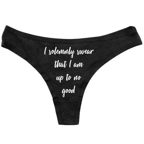 Funny Thong Bridal Shower Gift Bachelorette Party Gift Black Thong I Solemnly Swear That