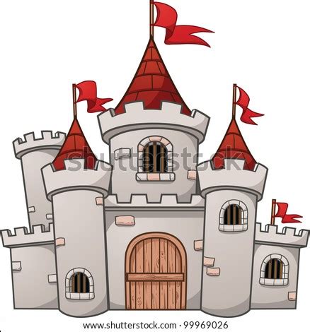Cute Cartoon Castle. Vector Illustration With Simple Gradients. All In