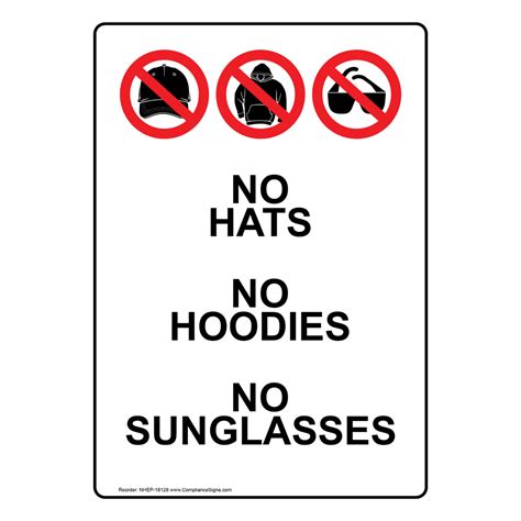 Portrait No Hats No Hoods No Sunglasses Sign With Symbol Nhep 18131