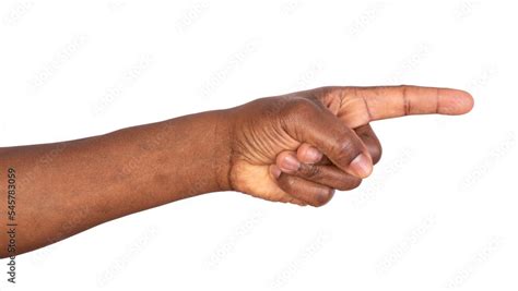 Man Pointing Finger In Order To Show Something Isolated On White Or Transparent Background