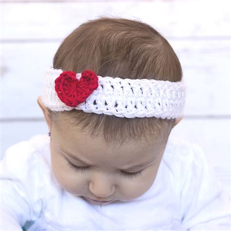 Crochet Heart Baby Headband Crochet Wide Headband Crochet Etsy