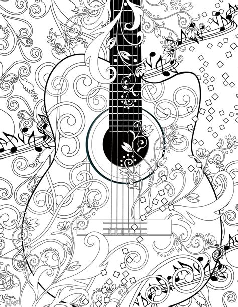 Adult Coloring Page Printable Adult Guitar Free By Juleezgallery Adult Coloring Wishlist