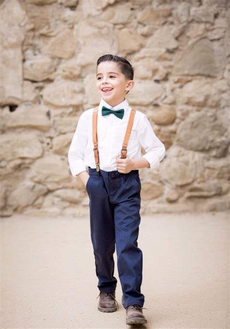 Leather Suspenders Ring Bearer Outfit Boys Suspenders Wedding