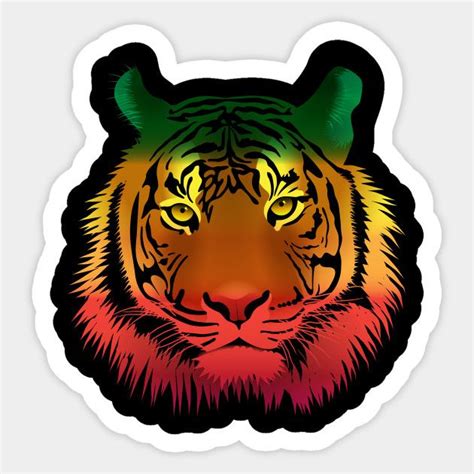 Multi Colored Tiger Face Stickers Colorful Shirts Tiger Face