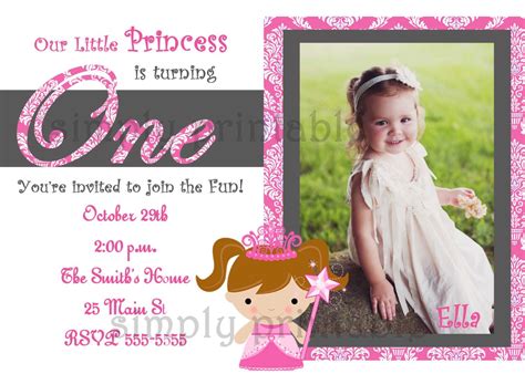 1st Birthday Party Invitations Template For Girl Download Hundreds
