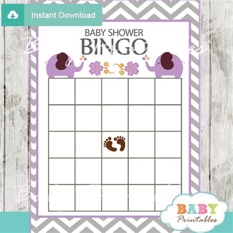 I get so frustrated when i see a cute picture on pinterest. Lavender Elephant Baby Shower Games Bundle - D108