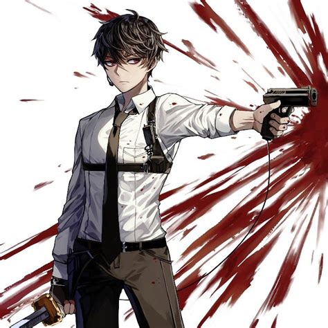 Anime Boy With Gun Drawing Santinime