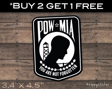 Pow Mia Ribbon Sticker Veteran Military Prisoner War Vinyl Etsy