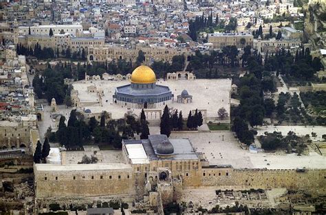 Aerial View Of The Temple Mount With The Dome Of The Rock And The Al