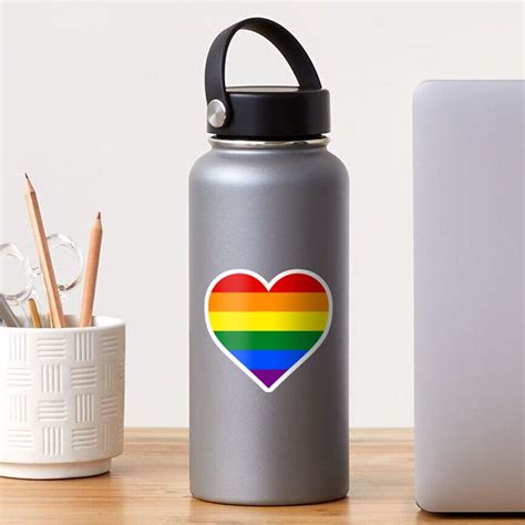 Gay Pride Flag Heart Shape Sticker For Sale By Seren0 Redbubble