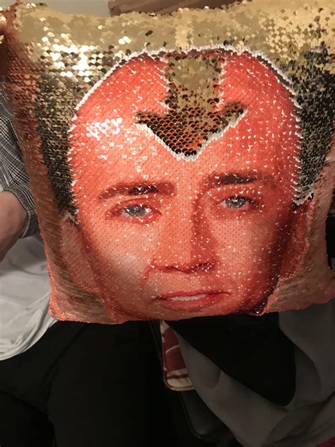 My Friend Got A Reversible Nic Cage Sequin Pillow And