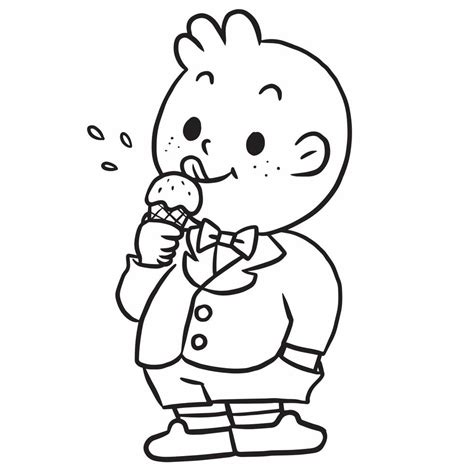 Niño Comiendo Helado Niño De Dibujos Animados Garabato Kawaii Anime