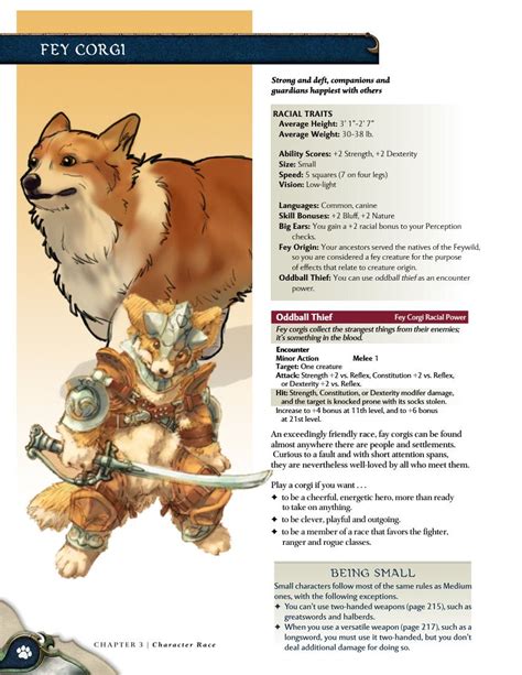 Fey Corgi Dungeons And Dragons Races Dungeons And Dragons Classes Dnd