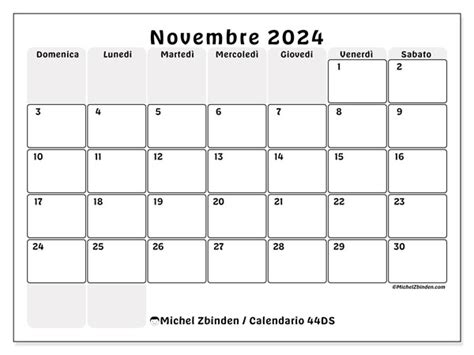 Calendario Novembre 2024 44ds Michel Zbinden It