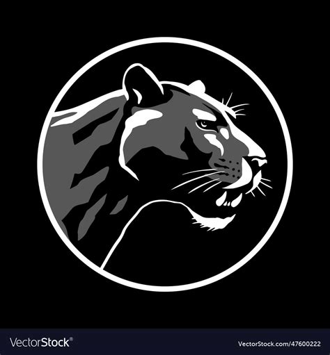 Black Panther Head Logo Emblem On A Dark Vector Image