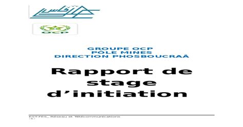 Le Rapport De Stage Ocp 2013docx Pdf Document